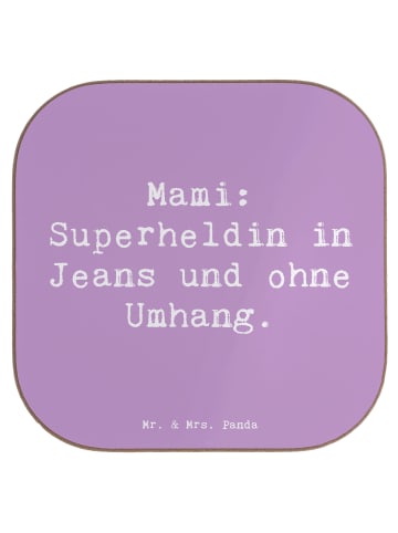 Mr. & Mrs. Panda Getränkeuntersetzer Spruch Mami Superheldin mit... in Lavendeltraum