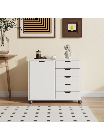 relaxdays Rollcontainer in Weiß - (B)78 x (H)65 x (T)40 cm