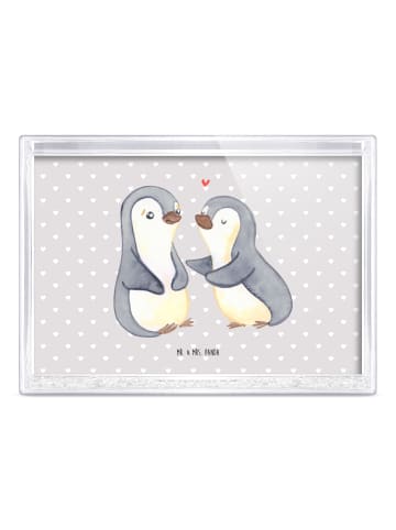 Mr. & Mrs. Panda Bilderrahmen Pinguine trösten ohne Spruch in Grau Pastell