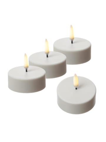 Uyuni 4er Set LED Maxi Teelichter aufladbar Timer D: 6cm in weiß