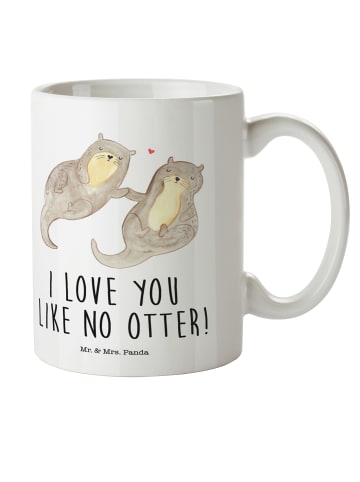 Mr. & Mrs. Panda Mehrwegbecher Otter Hände halten mit Spruch in Weiß
