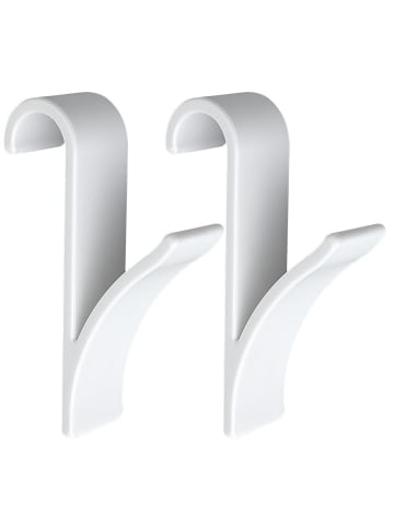 Wenko Haken für Handtuchheizkörper Weiß 2er Set in Weiß, (B) 2,5 x (H) 10,5 x (L) 7 cm