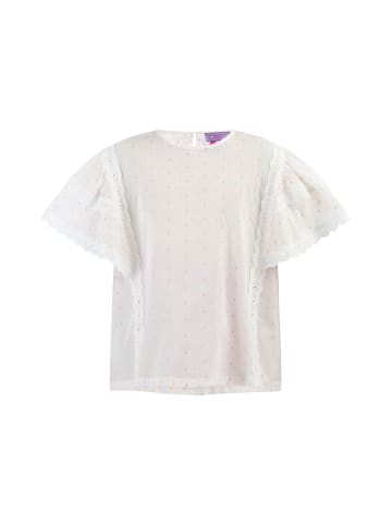 myMo KIDS Bluse in Weiss Pinkorange Punkte