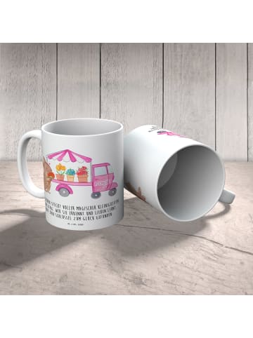 Mr. & Mrs. Panda Kaffeetasse Osterhase Blumenwagen mit Spruch in Weiß