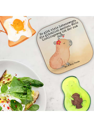 Mr. & Mrs. Panda Untersetzer Capybara Blume Design mit Spruch in Weiß
