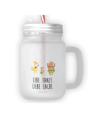 Mr. & Mrs. Panda Trinkglas Mason Jar Waldtiere Aloha mit Spruch in Transparent