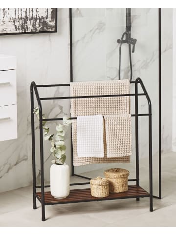 Beliani Handtuchständer MURIVA in Schwarz/Braun - (W) 72 x (H) 85 x (L) 27 cm