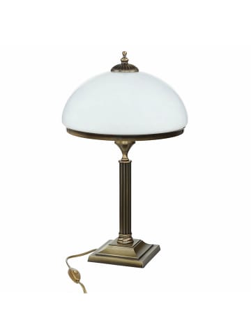 Licht-Erlebnisse Tischlampe Ø 30 x (H)50 cm in Messing Antik Weiß
