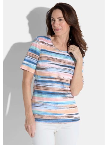 GOLDNER Shirt Shirt in blau / altrosé / stein / gemustert