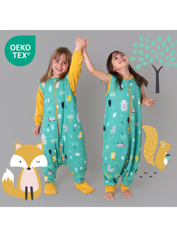 Schlummersack Bio Schlafsack mit Füßen und umklappbaren Bündchen 3.5 TOG in Orange