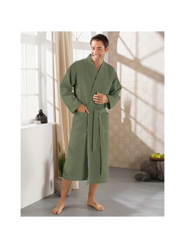 Erwin Müller Piqué Unisex-Bademantel lang Hohenfels in oliv