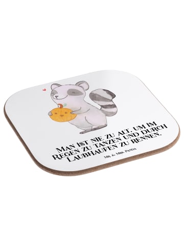 Mr. & Mrs. Panda Flaschenuntersetzer Waschbär Kürbis mit Spruch in Weiß