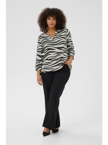 KAFFE curve Kurzarm-Bluse KCjanni in Chalk/Black Animal