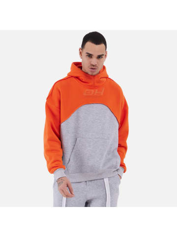 Megaman Hoodie Kapuzenpullover Unisex Oversize in Orange-Grau