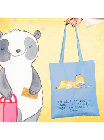 Mr. & Mrs. Panda Laptoptasche Fuchs Lesen mit Spruch in Sky Blue