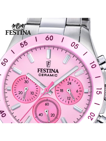 Festina Chronograph-Armbanduhr Festina Keramik silber mittel (ca. 39mm)