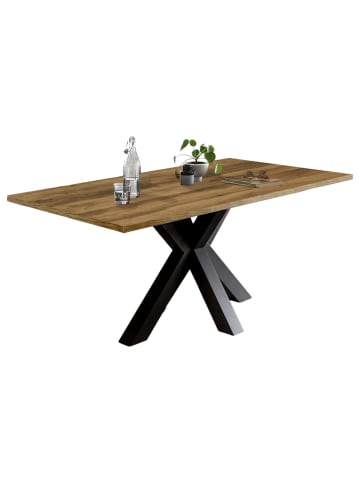 58 aufm Kessel ESSTISCH ausziehbar Elda 1 160x90x75 Schwarzstahl/Plankeneiche