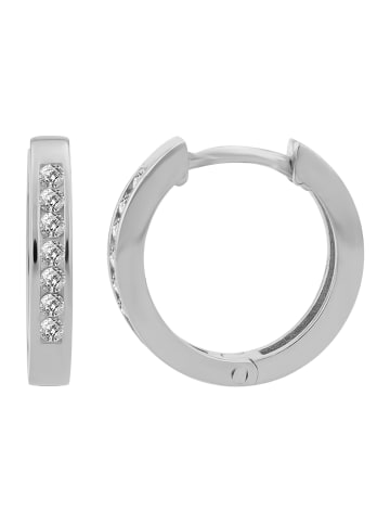 Adeliás Damen Ohrringe – Klappcreole aus 925 Silber mit Zirkonia in silber