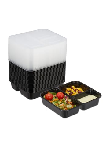 relaxdays 24 x Meal Prep Box in Schwarz/ Transparent