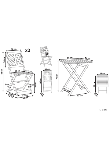 Beliani 3-tlg Bistro Set TERNI in Braun