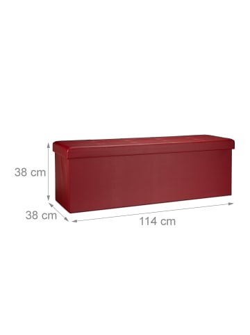 relaxdays Faltbare Sitzbank in Dunkelrot - (B)114 x (H)38 x (T)38 cm