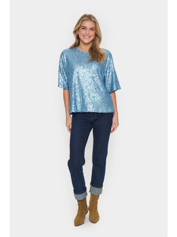 SAINT TROPEZ Kurzarm-Bluse JadaSZ Oversize fit in Smoke Blue