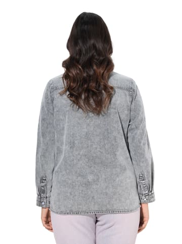 Ulla Popken Hemdbluse in light grey denim