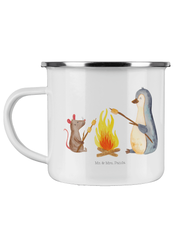 Mr. & Mrs. Panda becher emaille Pinguin Lagerfeuer ohne Spruch in Weiß