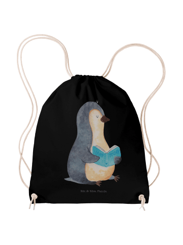 Mr. & Mrs. Panda Jutebeutel Pinguin Buch ohne Spruch in Schwarz