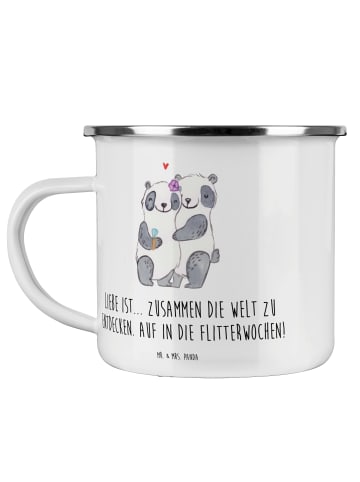 Mr. & Mrs. Panda Camping Emaille Tasse Liebe Flitterwochen mit S... in Transparent