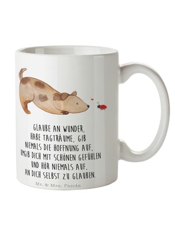 Mr. & Mrs. Panda Kaffeetasse Hund Marienkäfer mit Spruch in Weiß