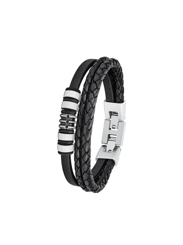 S. Oliver Jewel Armband Edelstahl, Leder in Schwarz