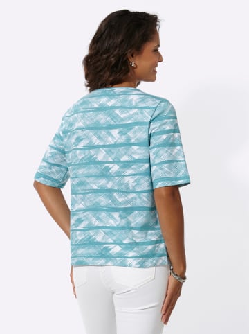 WITT WEIDEN Kurzarmshirt in ozean-weiß-bedruckt