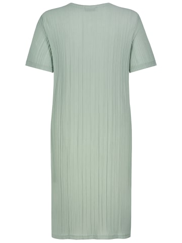 Sublevel Geripptes Kleid mit kurzem Arm und Rundhalsausschnitt in Grün