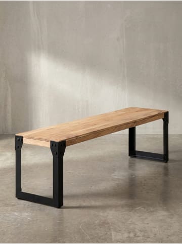 KADIMA DESIGN Esszimmerbank 140x40x45 cm Massivholz Metall Industrial,