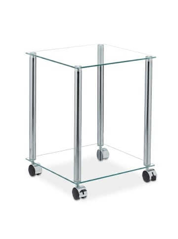 relaxdays Beistelltisch in Transparent/Silber