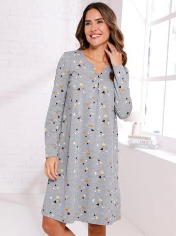 Sieh an! Nachthemd in grau-meliert-marine-bedruckt