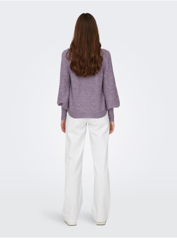 JACQUELINE de YONG Kurzer Strick Pullover JDYDREA Puffärmel Cardigan in Lila