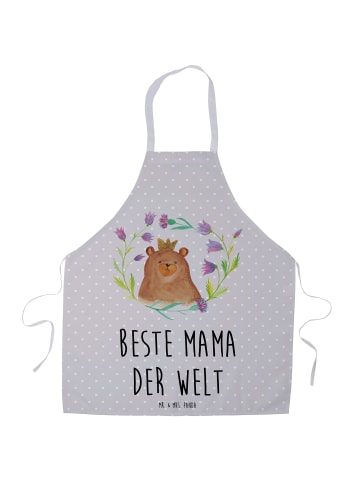 Mr. & Mrs. Panda Schürze Bär Königin mit Spruch in Grau Pastell