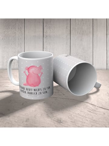 Mr. & Mrs. Panda Plastikbecher Axolotl Hurra mit Spruch in Grau Pastell