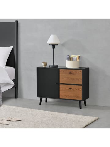 en.casa Sideboard Gislaved in Schwarz (H)62.5cm (B)80cm (T)30cm