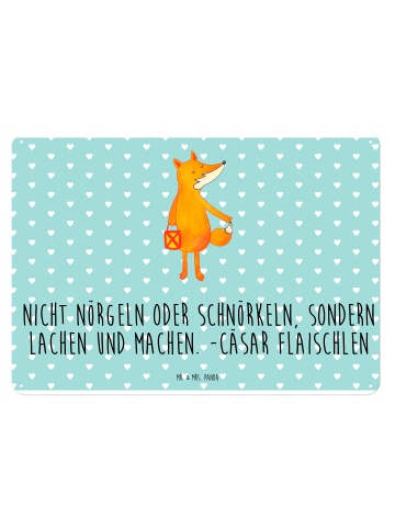 Mr. & Mrs. Panda Blechschild Fuchs Laterne mit Spruch in Türkis Pastell