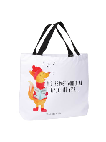 Mr. & Mrs. Panda Tasche Fuchs Sänger mit Spruch in Weiß