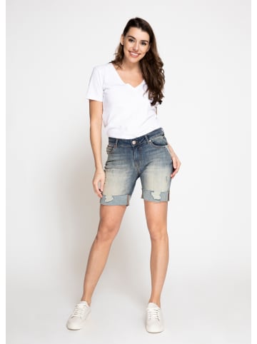 ZHRILL Damen Jeans Short NOVA Used Look in grau