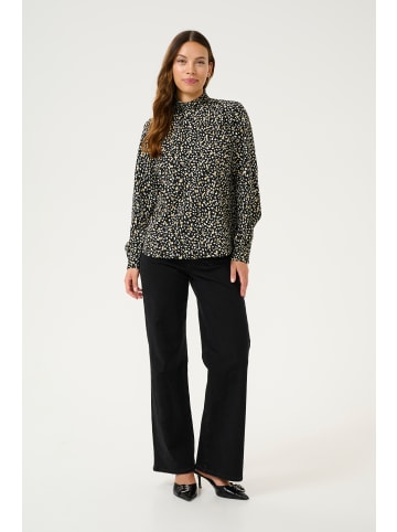 Kaffe Langarm-Bluse KAmalene in Black/White/Gold Print