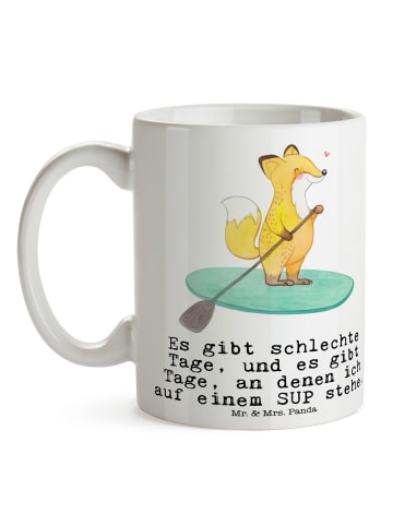 Mr. & Mrs. Panda Keramiktasse Fuchs Stand Up Paddling mit Spruch in Weiß