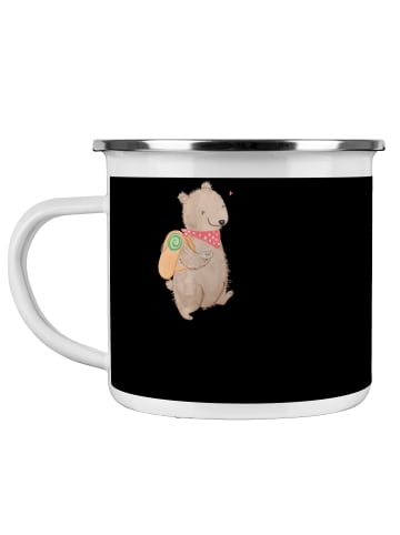 Mr. & Mrs. Panda Emaille Tasse Scheidung Soloabenteuer mit Spruch in Schwarz