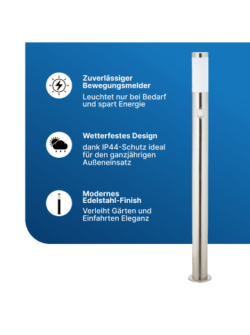 Brilliant Außenstandleuchte mit Bewegungsmelder Chorus ⌀ 7,5 cm in edelstahl
