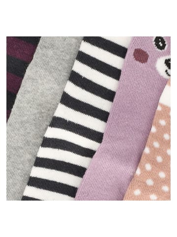 Yuhu Mädchen Socken 5er Pack mit Tiergesichtern Motivsocken in Lila