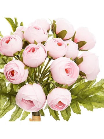 Atmosphera Créateur d'intérieur Blumenstrauß mit Kunstblumen, 18 rosa Pfingstrosen in Rosa, 30 cm